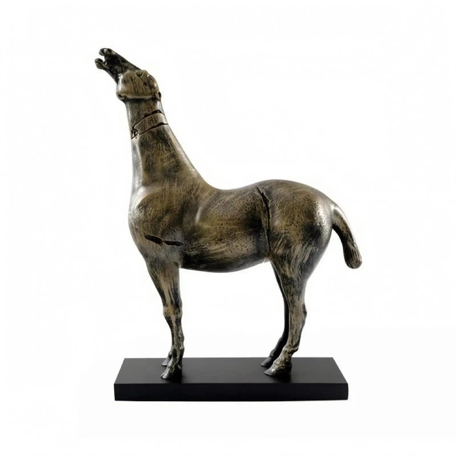 Antique Style Horse Statue Raised Head Resin Craft for Living Room Console Table Bookshelf Decorative Equine Art Object