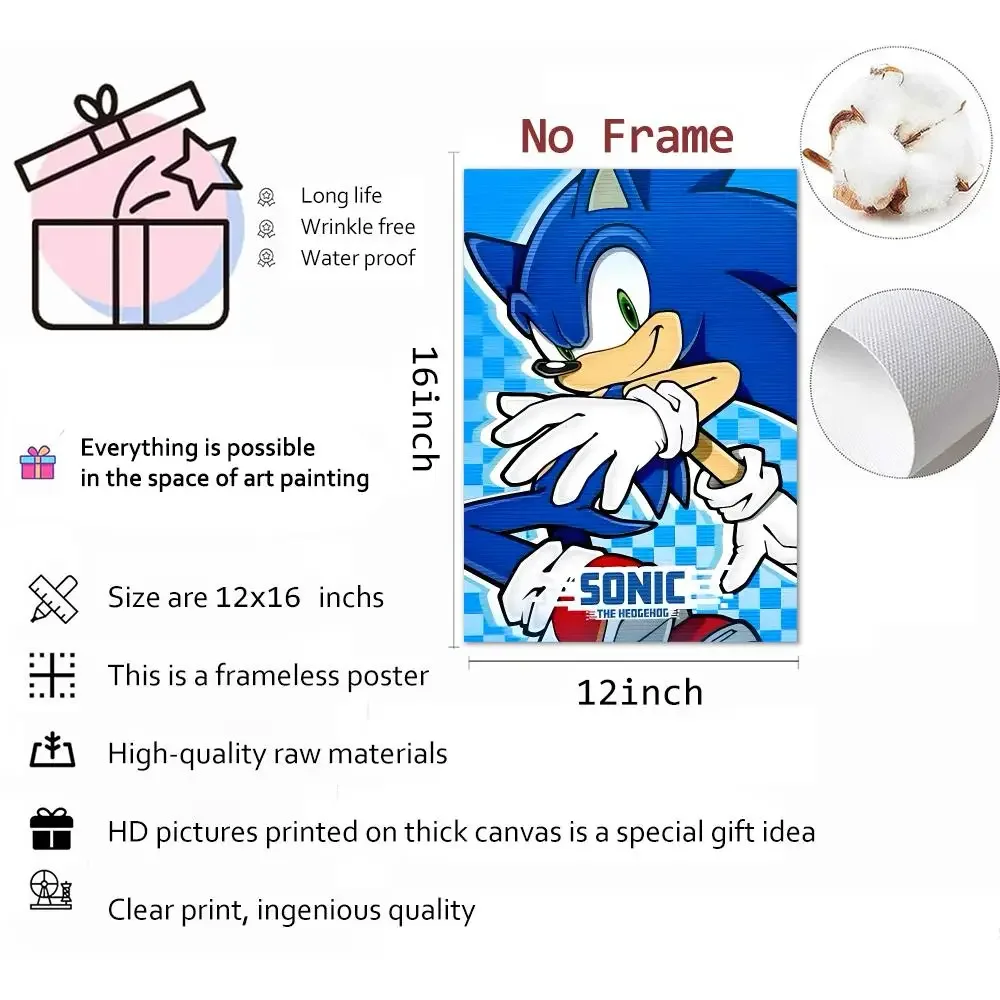 Game Speed Platform Sonic The Hedgehog Painting Calligraphy Canvas Print Wall Mural for Living Room Decor Gifts