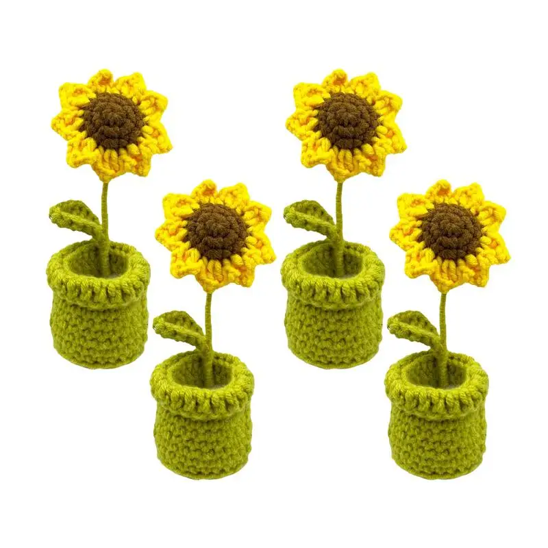 Artisanal Crochet Flowers Furniture 4pcs Crochet Protector Chair Leg Protector Furniture Sock Chair Leg Caps Sunflower Design