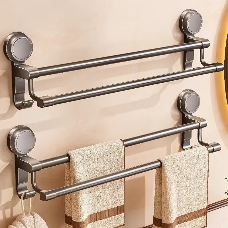 for Toilet Non Punching Towel Bar Suction Cup Hanger Bathroom Rack Accessories Wall Shelves Storage Shelf Dryer Cradle