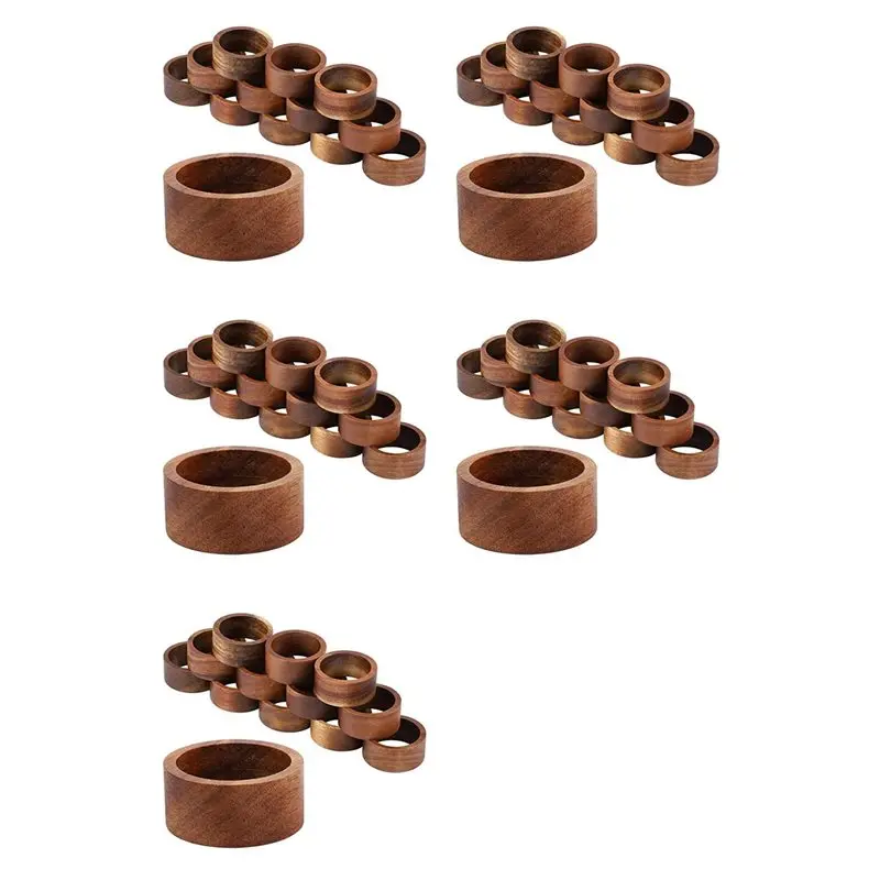 

AFOURT-60 Pieces Wood Napkin Rings Dining Table Napkin Holder Decorative Holiday Napkin Rings For Table Decoration