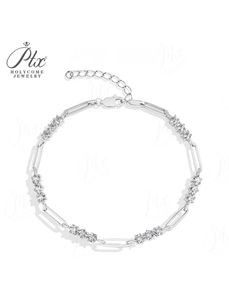 

Браслеты-скрепки, круглый муассанит, цвет D, VVS1, прозрачность S925, белое золото, желтое золото, простая повседневная одежда, экономичный подарок