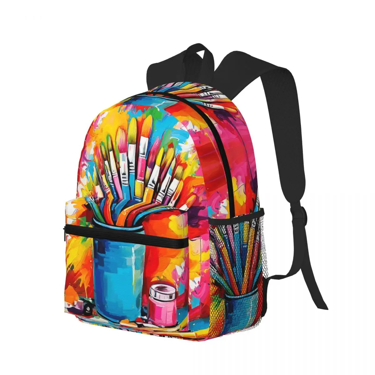 

Vibrant Paintbrush Design Student Backpack School Bag Hiking Travel Daypack for Men Women Bookbag Shoulder Bags