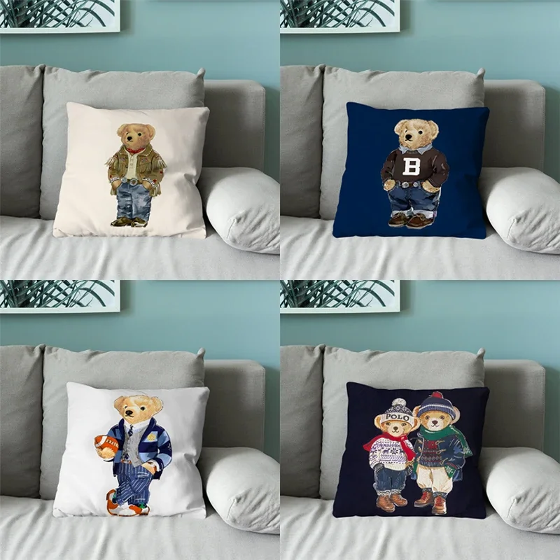 cartoon Cool P-Polo B-BearS Pillow Case Pillow Case Soft Cushion Cases for Farmhouse Sofa Decor Home Decorations and Bedding  S