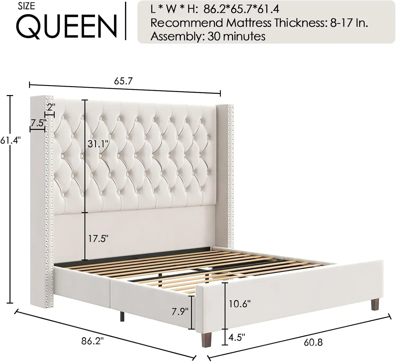 Queen Bed Frame 61.4