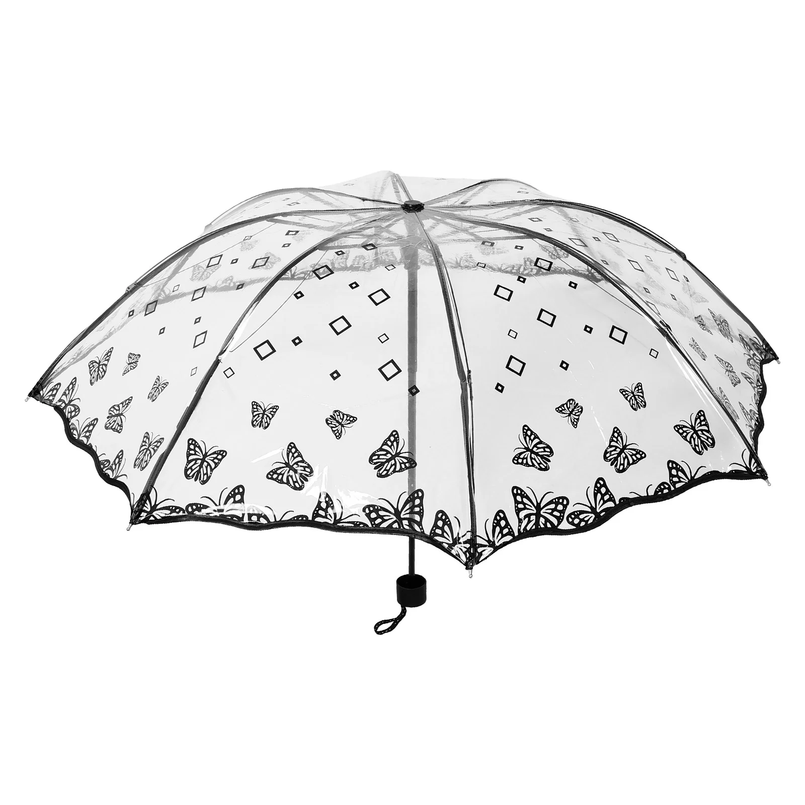 Umbrella Butterfly Transparent Small for Backpack Girls Foldable Handbag The Bubble Travel Sun