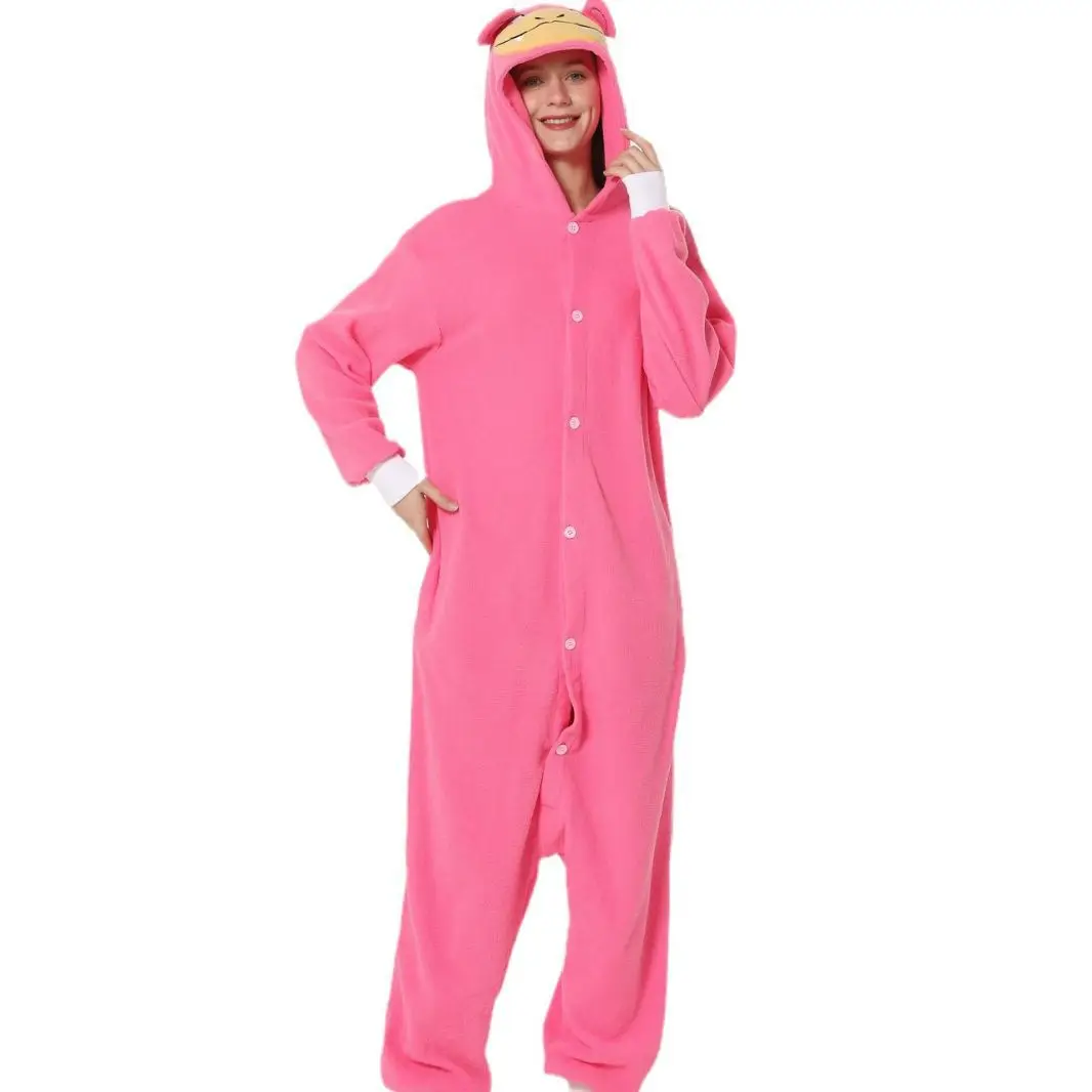 Slowpoke Cartoon Animal One-piece Cosplay Hooded Pajamas Loungewear Long Sleeve Sleepwear Winter Homewear for Adult Keep Warm