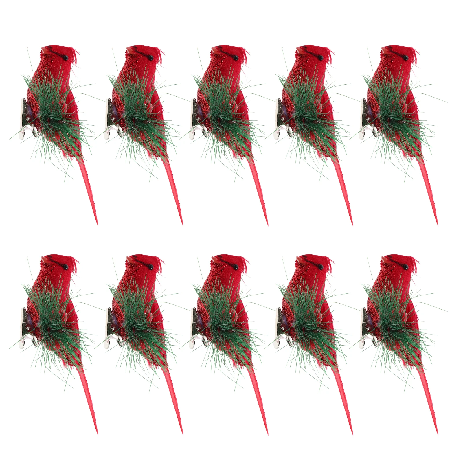 

10 Pcs Christmas Tree Decoration Bird Decorations Birds Ornament Crafts Red Plastic Artificial Cardinla