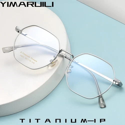 Gafas poligonales Retro YIMARUILI para hombres y mujeres, gafas graduadas ópticas pequeñas de titanio ultraligeras a la moda, montura T3903