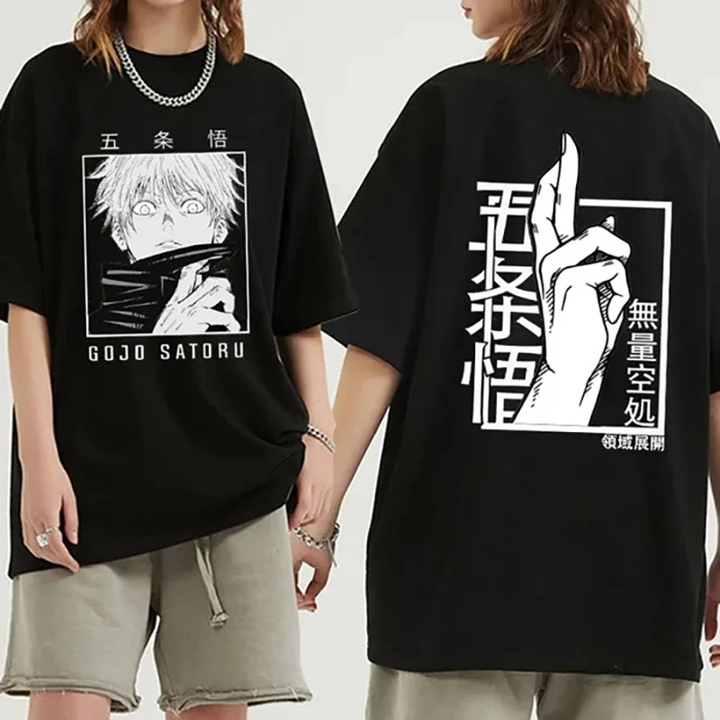 Japanische Anime Punk Gojo Satoru Gedruckt Lose T-shirt Harajuku Casual Y2k Streetwear Tops