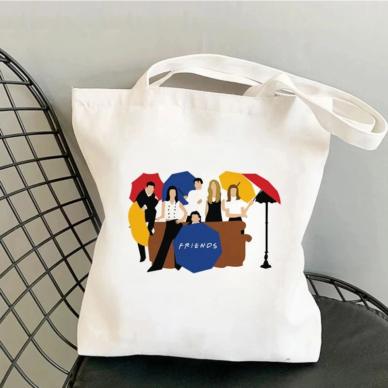 Friends Tv Show Shopper Bags for Women Casual Street Style Shopping Bag with Handle Harajuku Friends Canvas Tote Bag