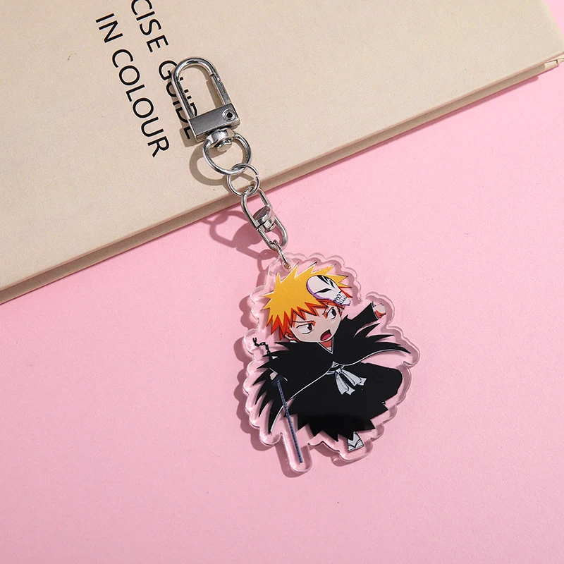 Anime BLEACH Kurosaki Ichigo Kuchiki Rukia Keychain Cosplay Accessories Backpack Pendant Badge Cartoon Christmas Gifts