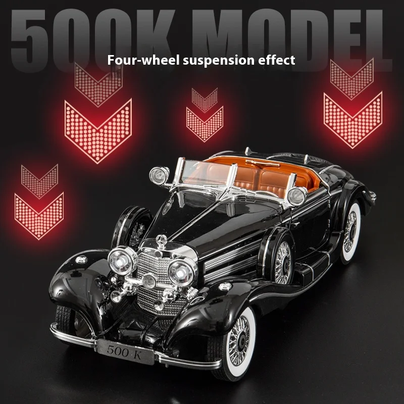 1:18 1936年メルセデスベンツ500Kクラシックビンテージカー合金製ダイ