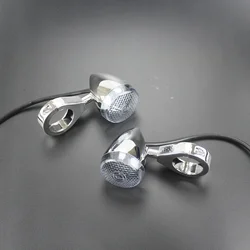 Pair Unversal 39mm 41mm Fork Clamp Front LED Turn Signal Light Chrome For Harley Sportster 1200 883 Dyna Bobber Scooter Offroad