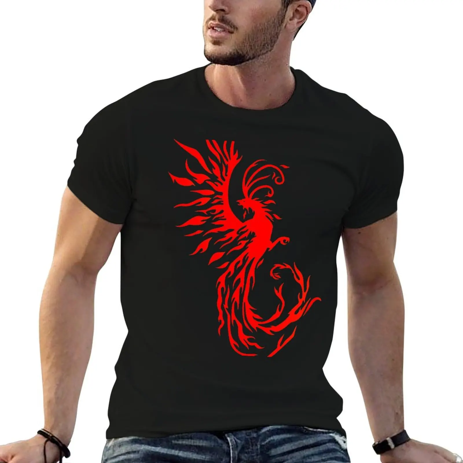 Camisa De Manga Corta Con Estampado De Phoenix Para Hombre Y
