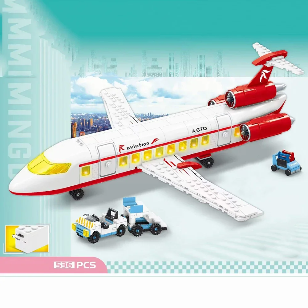 City Plane Technical Building Blocks Children Toys Brick Set Creative DIY Assembly Engineering Model for Kids Gifts with Dolls