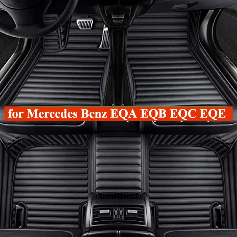 Custom Car Floor Mats for Mercedes Benz EQA EQB EQC EQE 2022-2024 Foot Interior Accessories Auto leather Carpet Trunk cushion