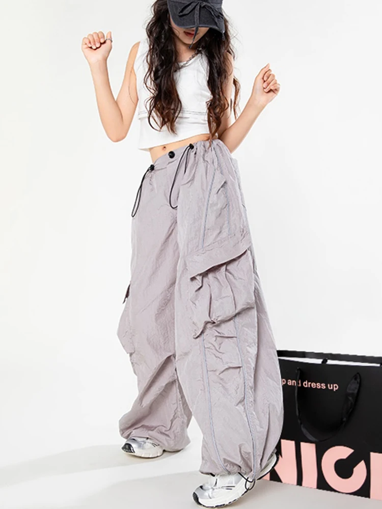 

2025 New Stage Outfit Girls Jazz Dance Grey Cargo Pants Performance Kids Street Dance Hip Hop Dance Practice Clothing DQL10684