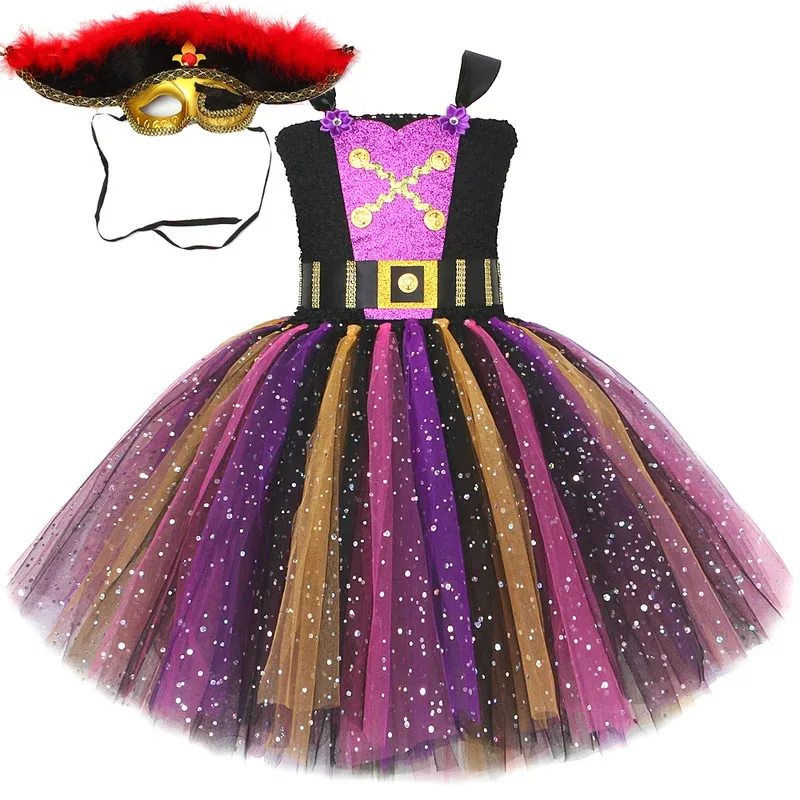 Disfraces de pirata brillantes para niñas, vestidos de Carnaval de Halloween para niños, traje de Navidad brillante, conjunto de ropa de capitán pirata para niños