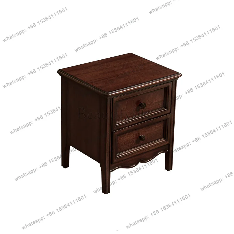 

French bedside table all solid wood retro single drawer bedside table