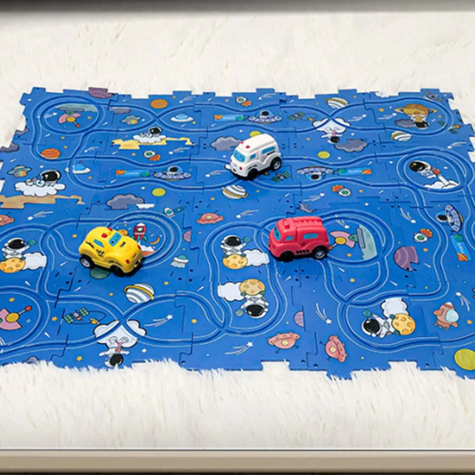 Montessori Jigsaw Car Toy Set with Electric Trolley Track for Children Learning Hand Eye Coordination Preschool Activity