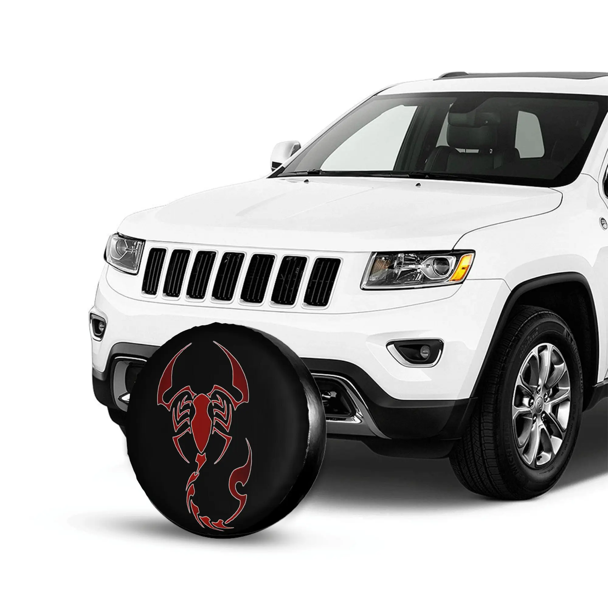 

1pc Red Scorpion Car Spare Tire Protection Cover | Suitable For 14-17 Inch Tires, Polyester Material, Universally Applicable For