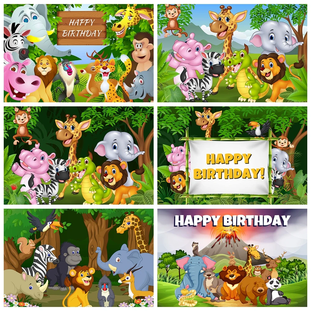 

Jungle Safari Birthday Photography Background Tropical Forest Wildlife Party Photo Backdrop Banner Baby Shower Photo Area