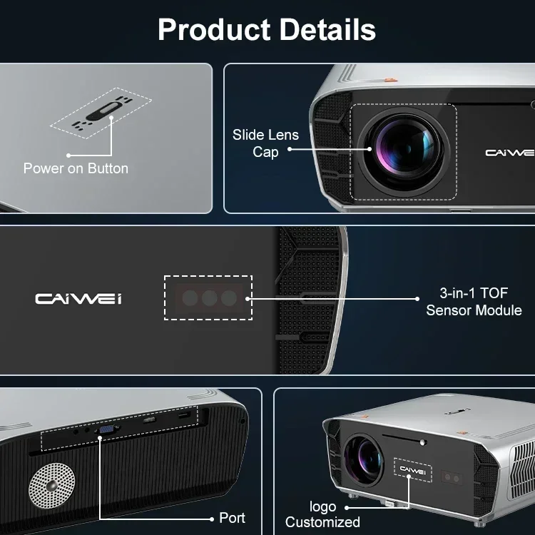 Google Certified A9G ATV Projector 1550ANSI Chromecast Android 11 NFC 4K LCD LED Projector with BT Voice Remote