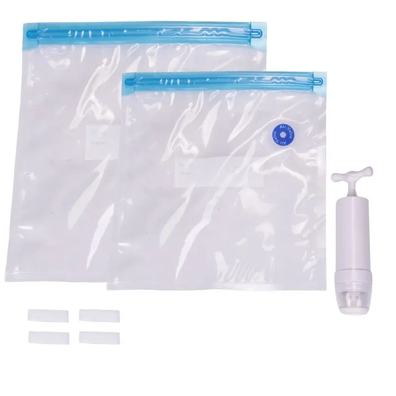 A99U Sous Vide Bags 15Pack Reusable Electric Vacuum Food Storage Save Sealer Cooker with 1 Hand Pump,2 Size Sealed Bag,4 Clip