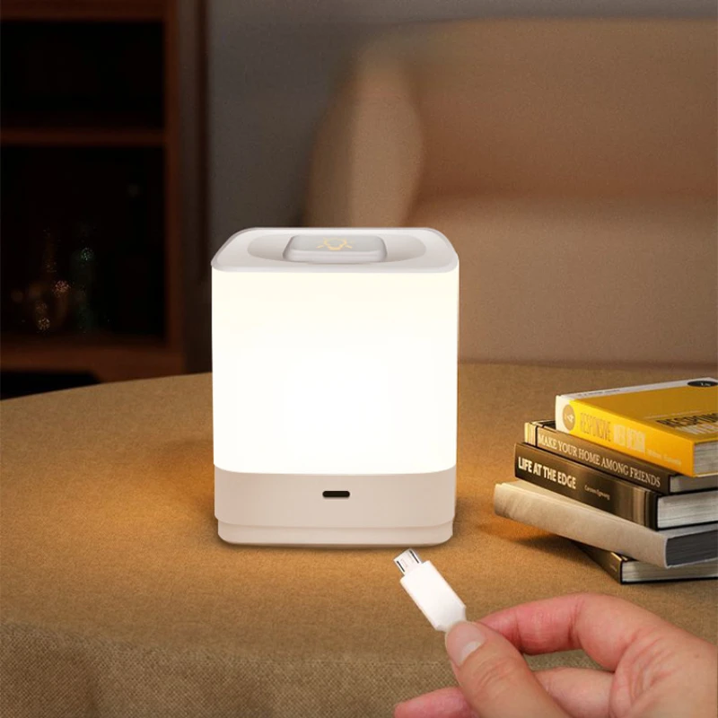 Lámpara LED de mesa magnética recargable por USB, dispositivo conmutable de tres colores, lámpara de pared portátil, batería de larga duración, luz nocturna de cabecera