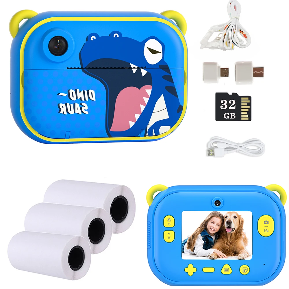 Kids Instant Print Camera 1080P HD Children\'s Digital Camera With Thermal Photo Paper Girl\'s Toys Camera Boy\'s Birthday Gifts