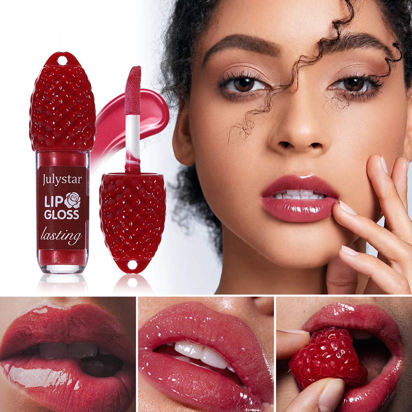 Mirror Lip Glaze 8 ml with Synthetic Polymer and Plant Oil Moisturizing Fruit Scent High-Gloss Water Shine Lip Tint for Young