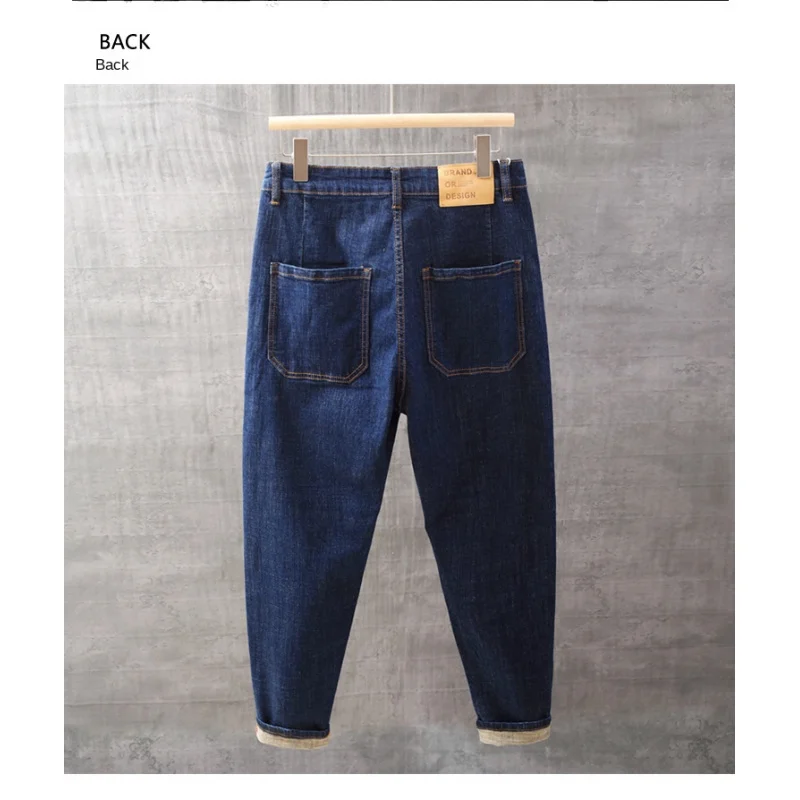 

Новые осенние мужские джинсовые брюки темно-синего цвета в стиле ретро, свободные, простые и универсальные брюки Harun в японском стиле.