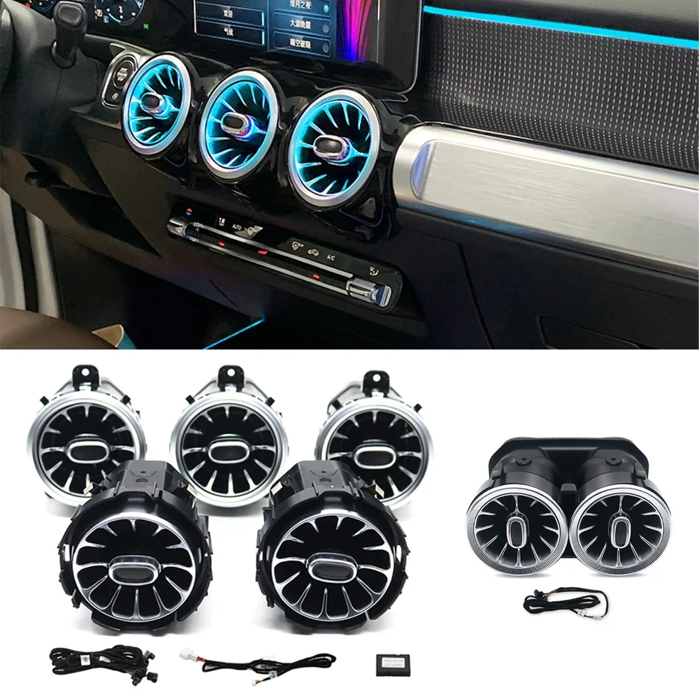 

X-T Car 64 Color LED Air Condition Vent Outlet Turbine Air Vent For Mercedes Benz B GLB GLA Class H247 X247 W247