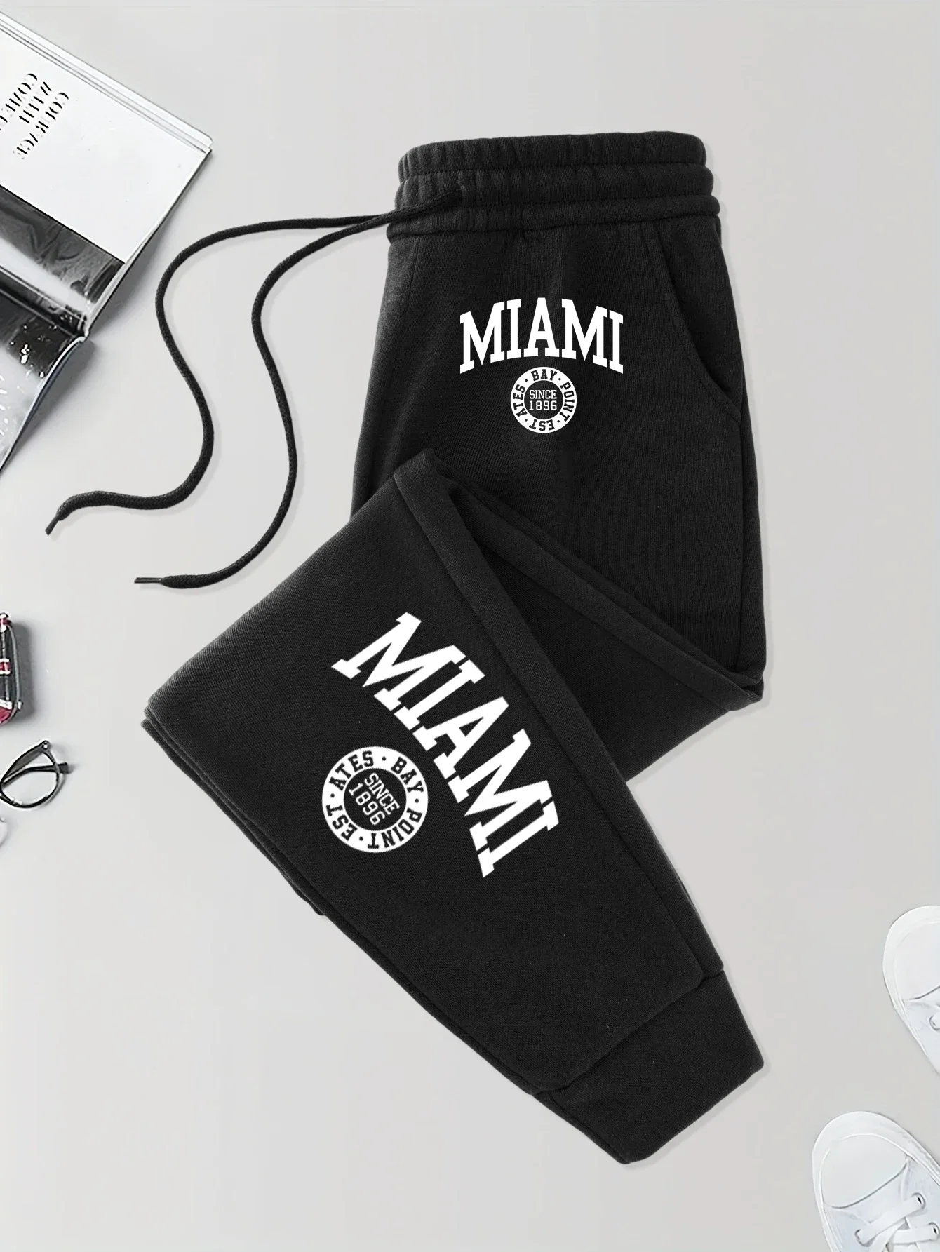 

Miami depuis 1896 imprimé hommes cordon pantalon automne rue Britches taille élastique poche pantalons de sport à la mode polair