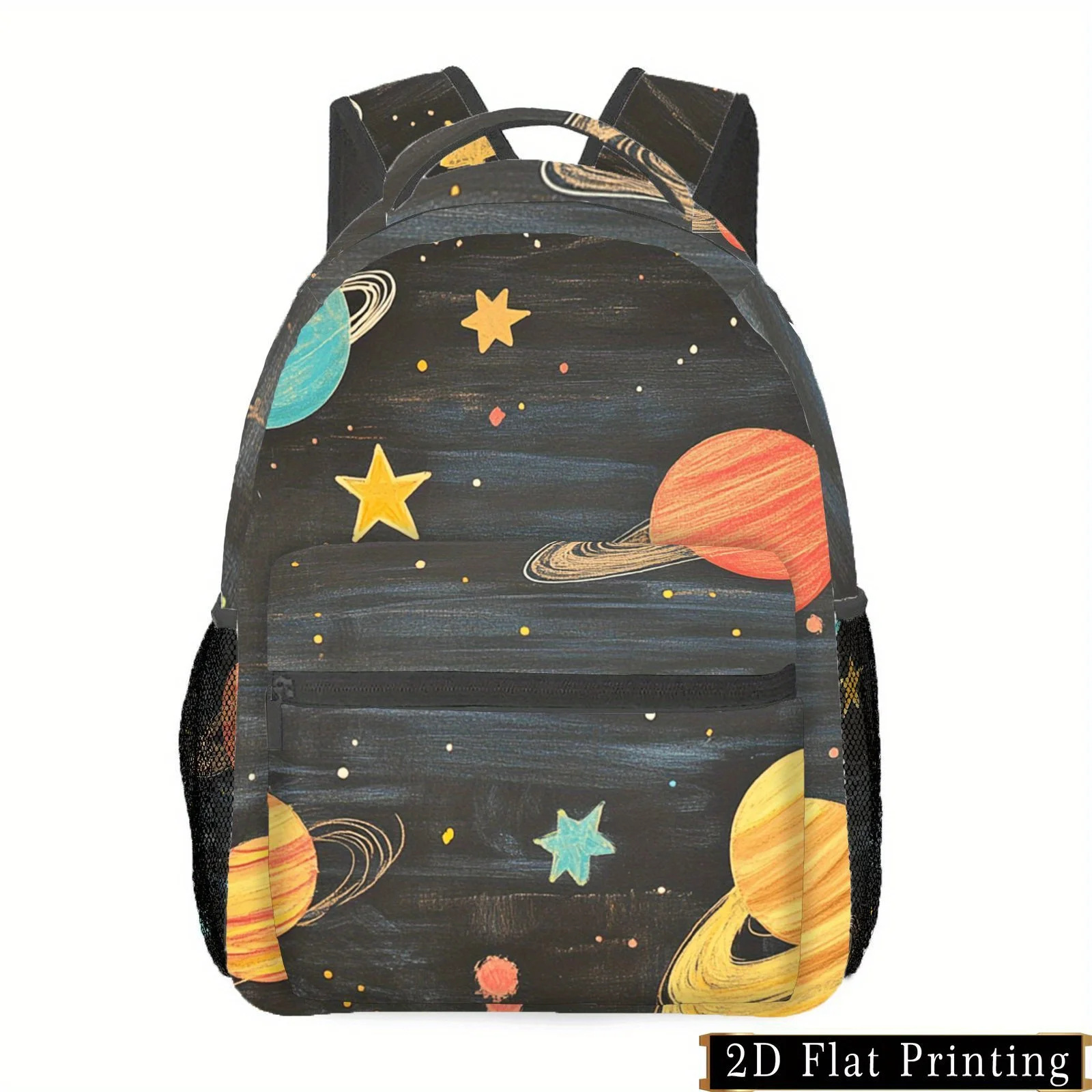1pc Cosmic Starry Sky Print Backpack with Zipper Design Hand Wash Style Trendy Multi-Purpose Printed Pattern