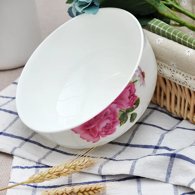 7 Inch, Bone China Big Mixing Bowl for Dinner Servies, Ceramic Bowls Soup for Dining, Porcelain Kitchen Food Storage Container