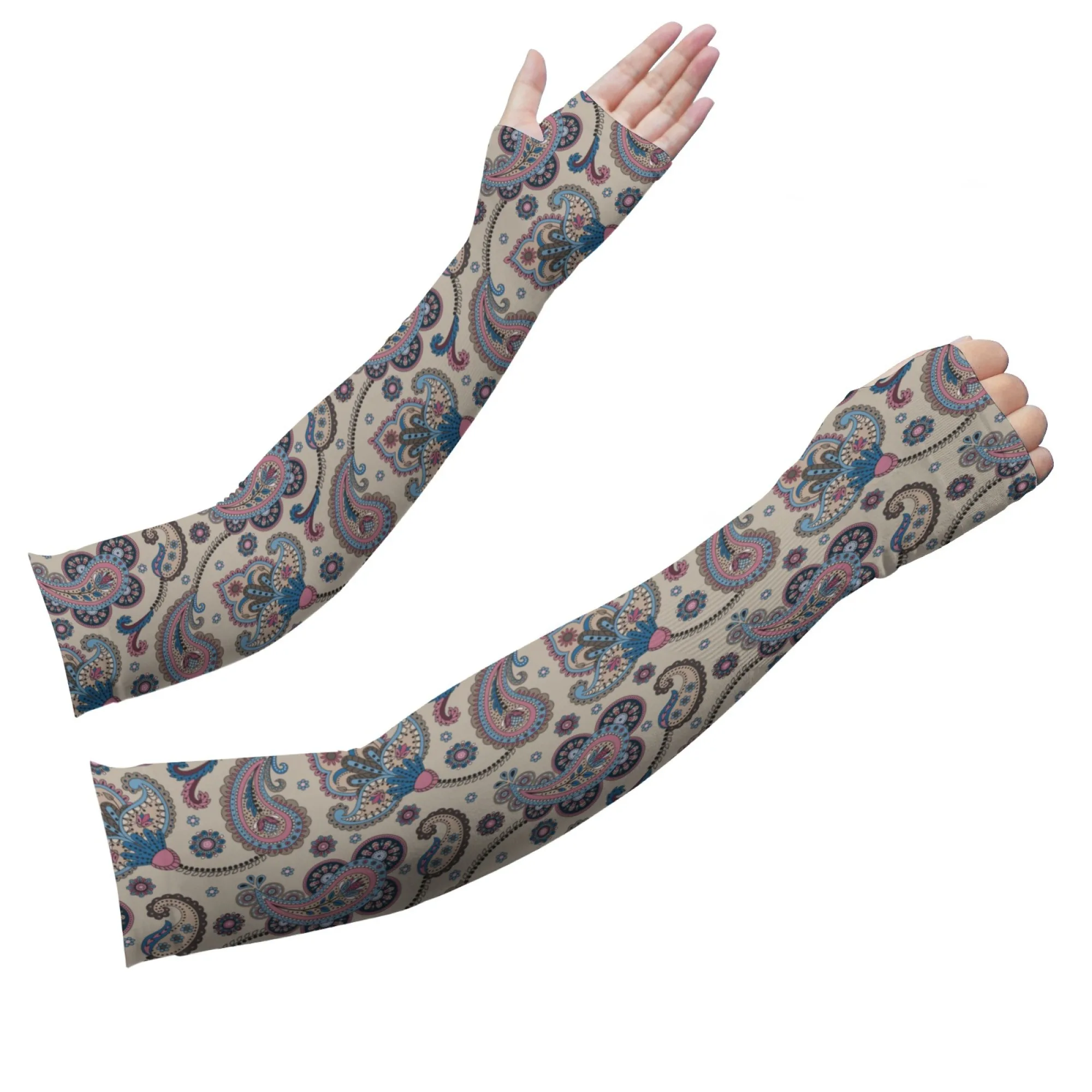 

Ethnic Style Cashew Pattern Arm Sleeves Outdoor Sports UV Protection Cover Soft Breathable Non-slip Elbow Pads Unisex Sleeves