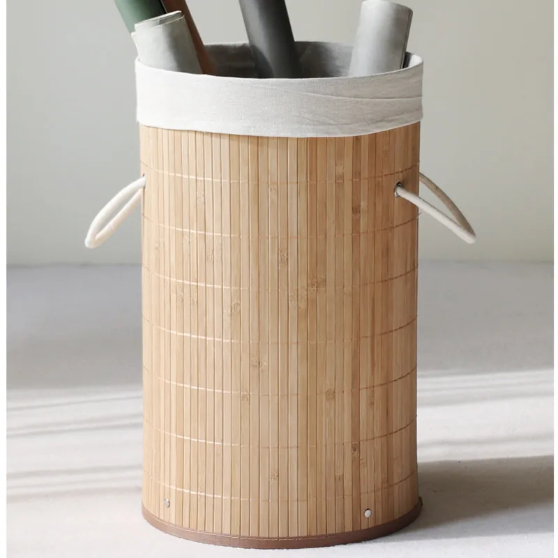 

Bamboo Storage Bucket Multifunctional Dirty Clothes Basket Cotton Inner Bag Yoga Mat Stand Versatile Scene Organize Baskets