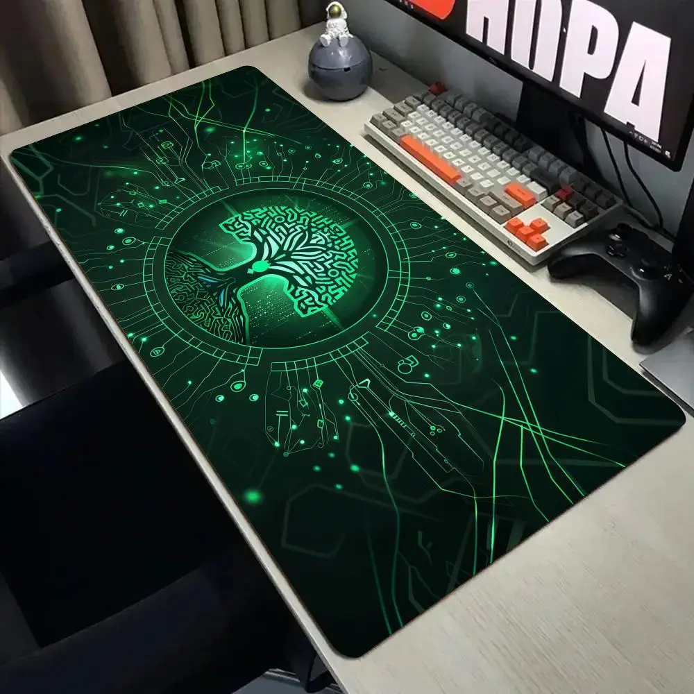 Baum des Lebens Schaltplan Mauspad Schreibtischunterlage mit genähtem Rand XXL Mauspads Gummi Anti-Rutsch Gamer Tastaturmatte Gaming-Matten