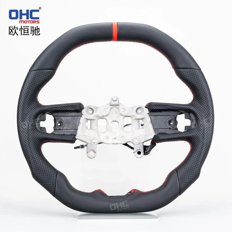 For JEEP Wrangler full-leather steering wheel modification and upgrade with red stitching, For sports model