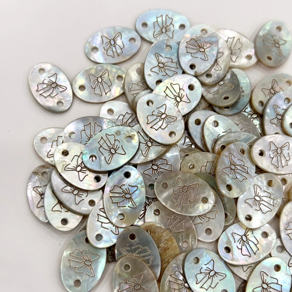 Exquisite Shell Label Button with Bow Pattern for DIY T-shirts Sweaters Hoodies Knitted Tops, Hats and Accessory Embellishments 4