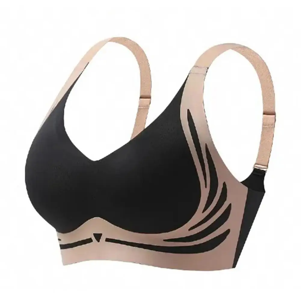 Women Sports Bra Elastic Shoulder Strap Wireless 3D Cup Shockproof Push-up Underwear Sport Yoga Color Matching Daily Lady Bra