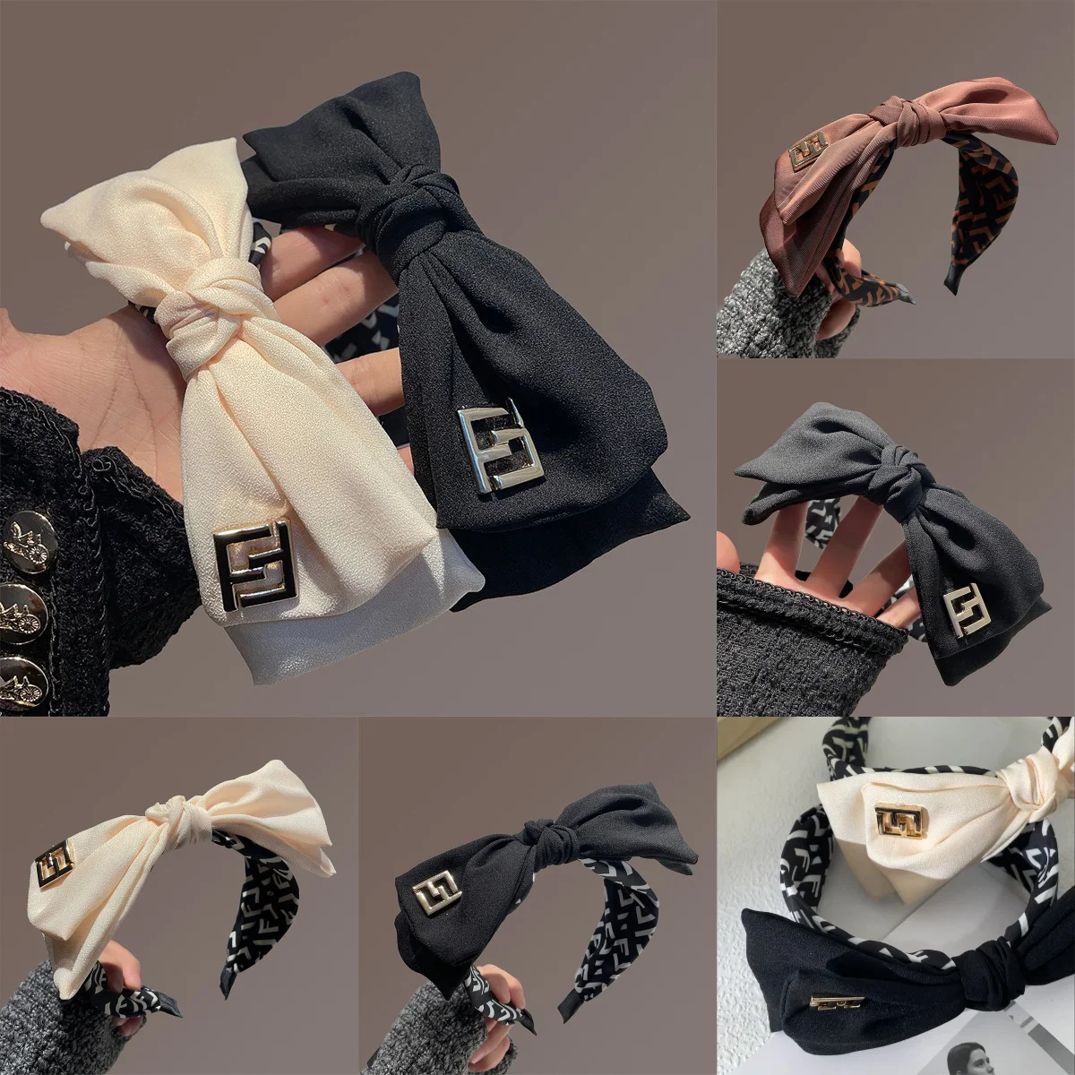 

Fashion Bow Headband Wide Letter Design Elegant Hair Hoop for Women Girls Daily Versatile Styling Hair Accessories