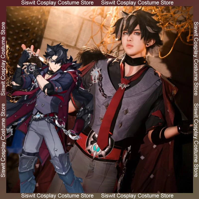 

Game Genshin Impact Wriothesley Cosplay Costume Wig Full Set Comic Exhibition Carnival Performance Anime Uniform Halloween Party