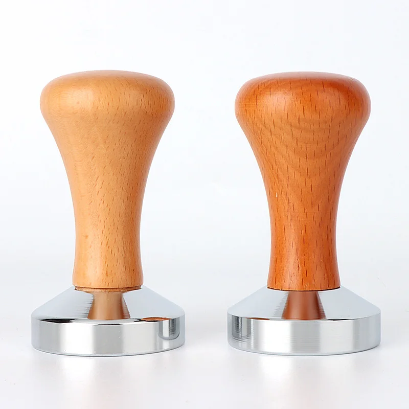 Espresso Coffee Tamper Wooden Handle Flat Base Tamper 51mm/53mm/58mm Coffee Tamper Mat Coffee Powder Hammer Wooden/Black