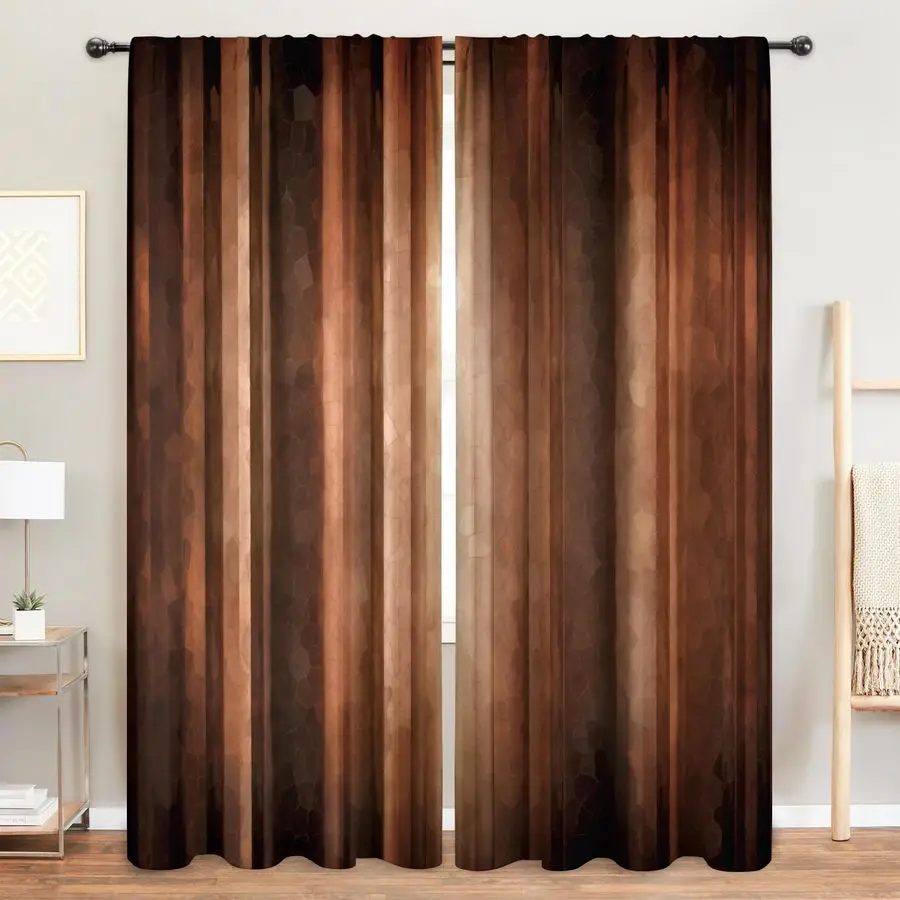 

Brown Curtains 52W x 84H Inch Rod Pocket Western Vintage Farmhouse Rusty Orange Bedroom Decor Rustic Copper Stripe Tan Bronze Mo