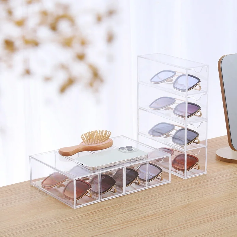 Sunglasses Acrylic Organizer Multi-tier Desktop Drawer Display Cabinet Dustproof Bedroom Display