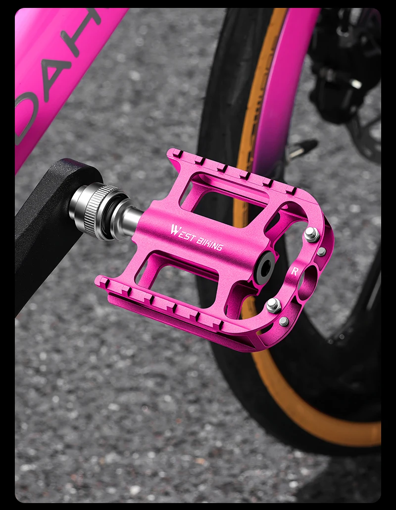 WEST BIKING Fahrradpedale mit Schnellspanner, Aluminiumlegierung, 3 abgedichtete Lager, rutschfest, 14 mm Cr-Mo-Achse, leichte MTB- und Rennradpedale – Detail 21