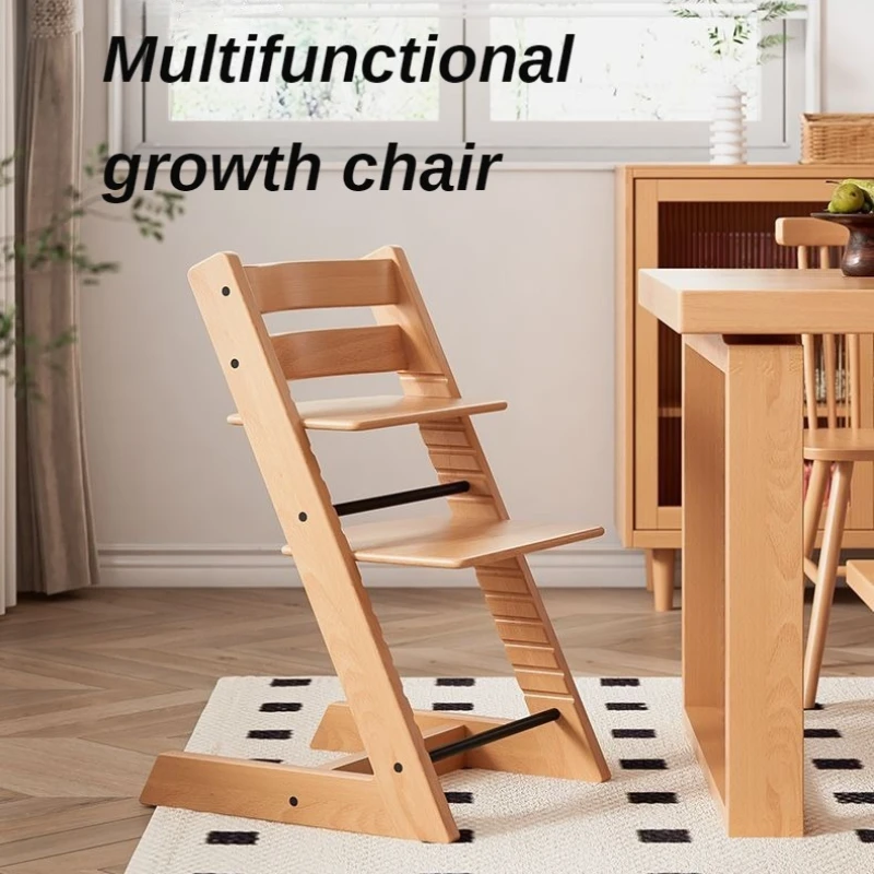 Liftable Baby Feeding Chair Solid Wood Dining Chairs with Backrest Children Chairs Modern Restaurant Chair Furniture Living Room